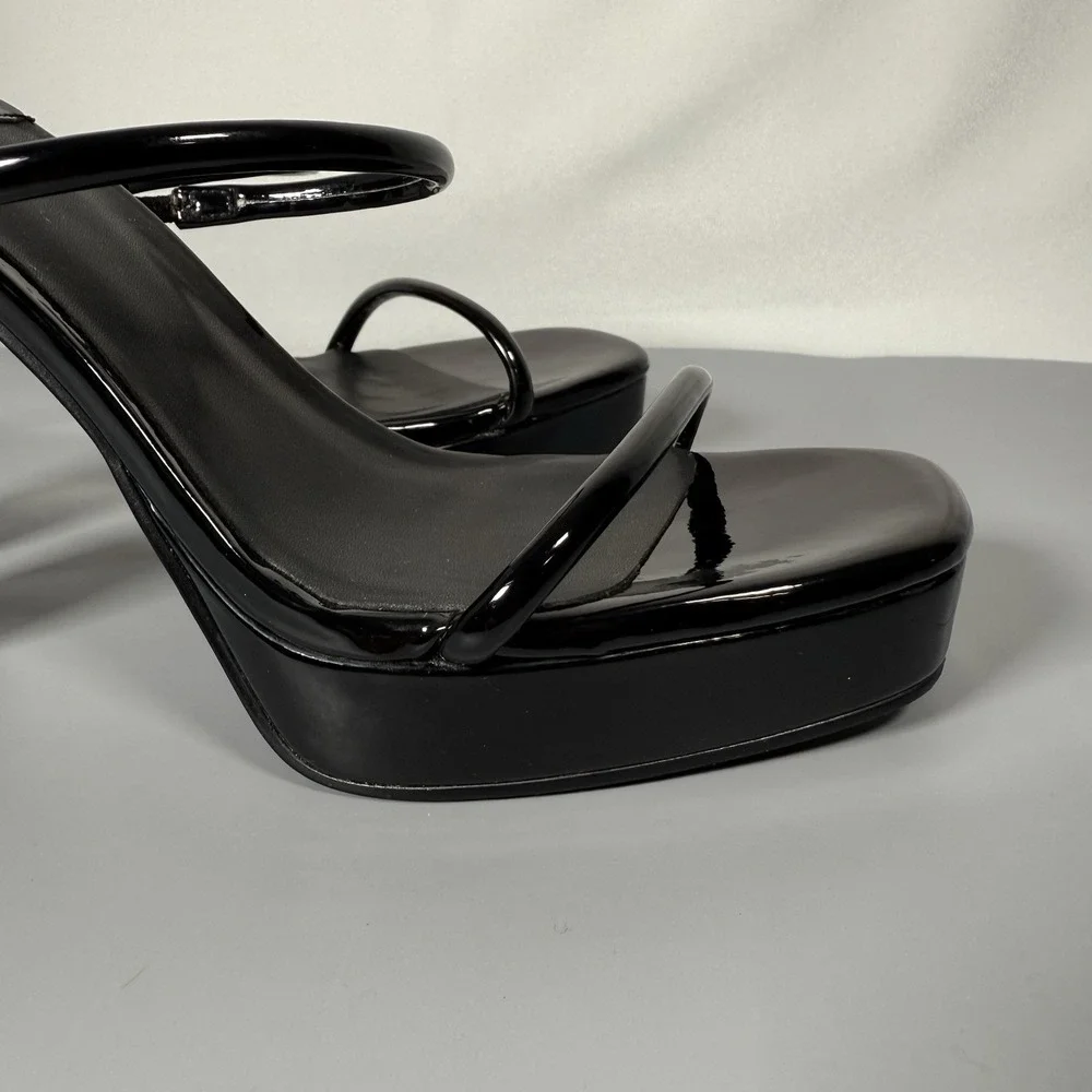 Jeffrey Campbell Hustler Platform‎ Heel Black Patent Leather 7.5